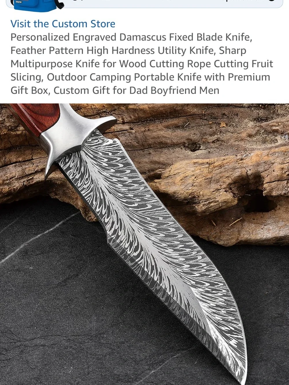 Premium Brown Wood-Handle Hunting cooking camping Knife with Sheath